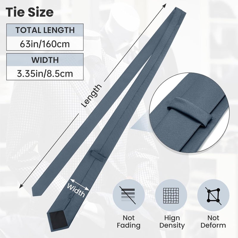 Junmaxroad Store 63'' XL Black Ties For Men Solid Color Extra Long Neckties 3.35" (8.5CM) Men's Big and Tall Ties with Gift Box - Image 4